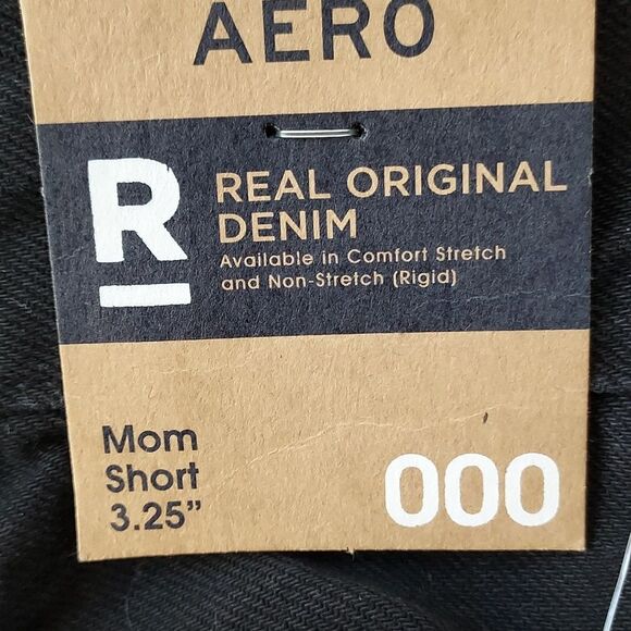 🆕️ AEROPOSTALE 000 Mom Short 3.25" Black Distressed Real Original Denim - Picture 4 of 10